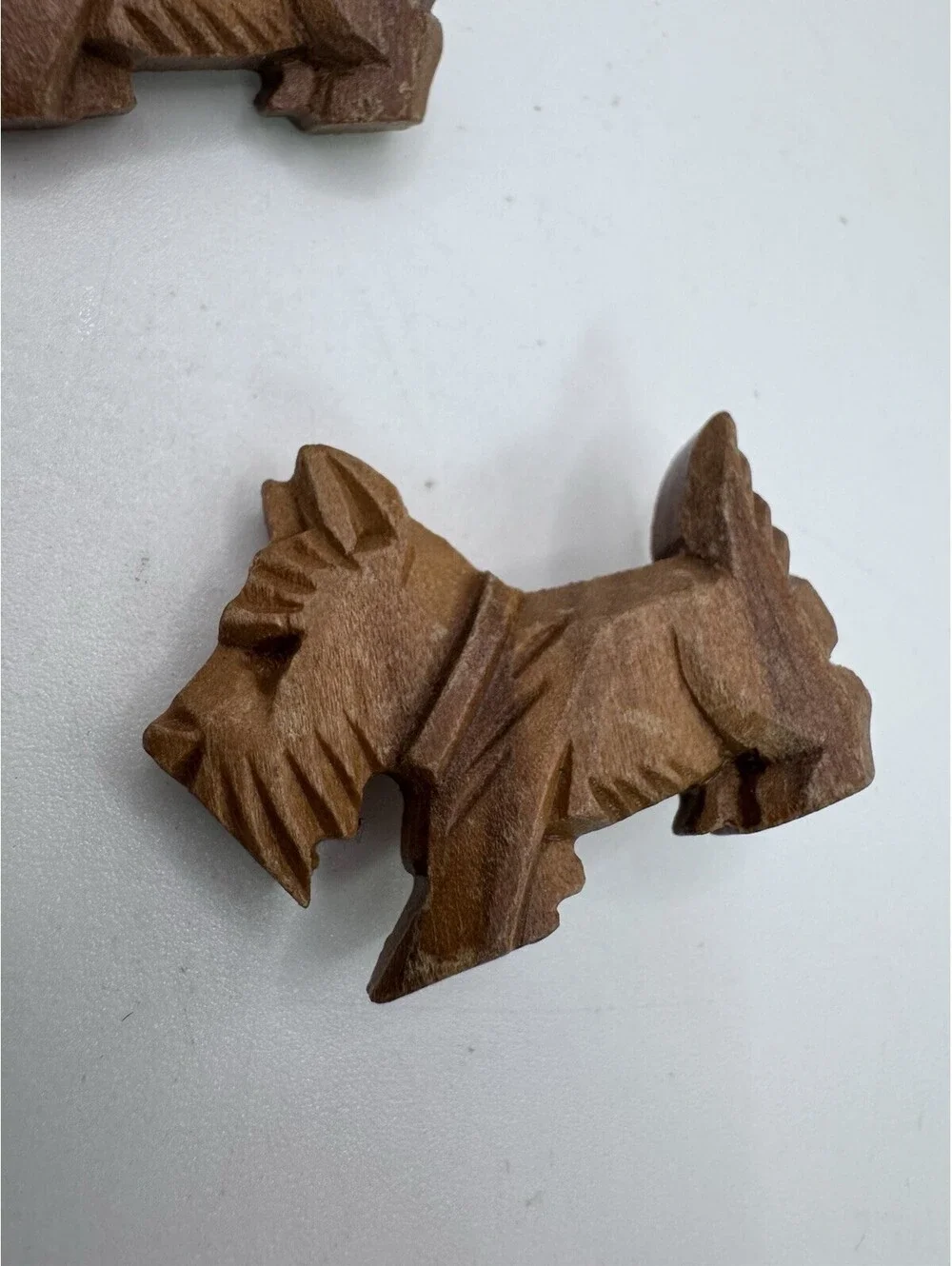 Carved Wood Scottie Dog Buttons Set Of 3 Vintage